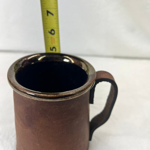 Vintage Real Hide Covered Ceramic Mug Made in England Flared Bottom 3632 - Picture 12 of 12